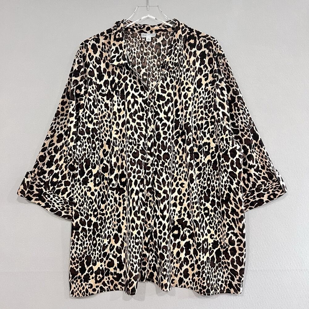 Catherine’s Button Up Shirt Size 4X Animal Print The Timeless Blouse